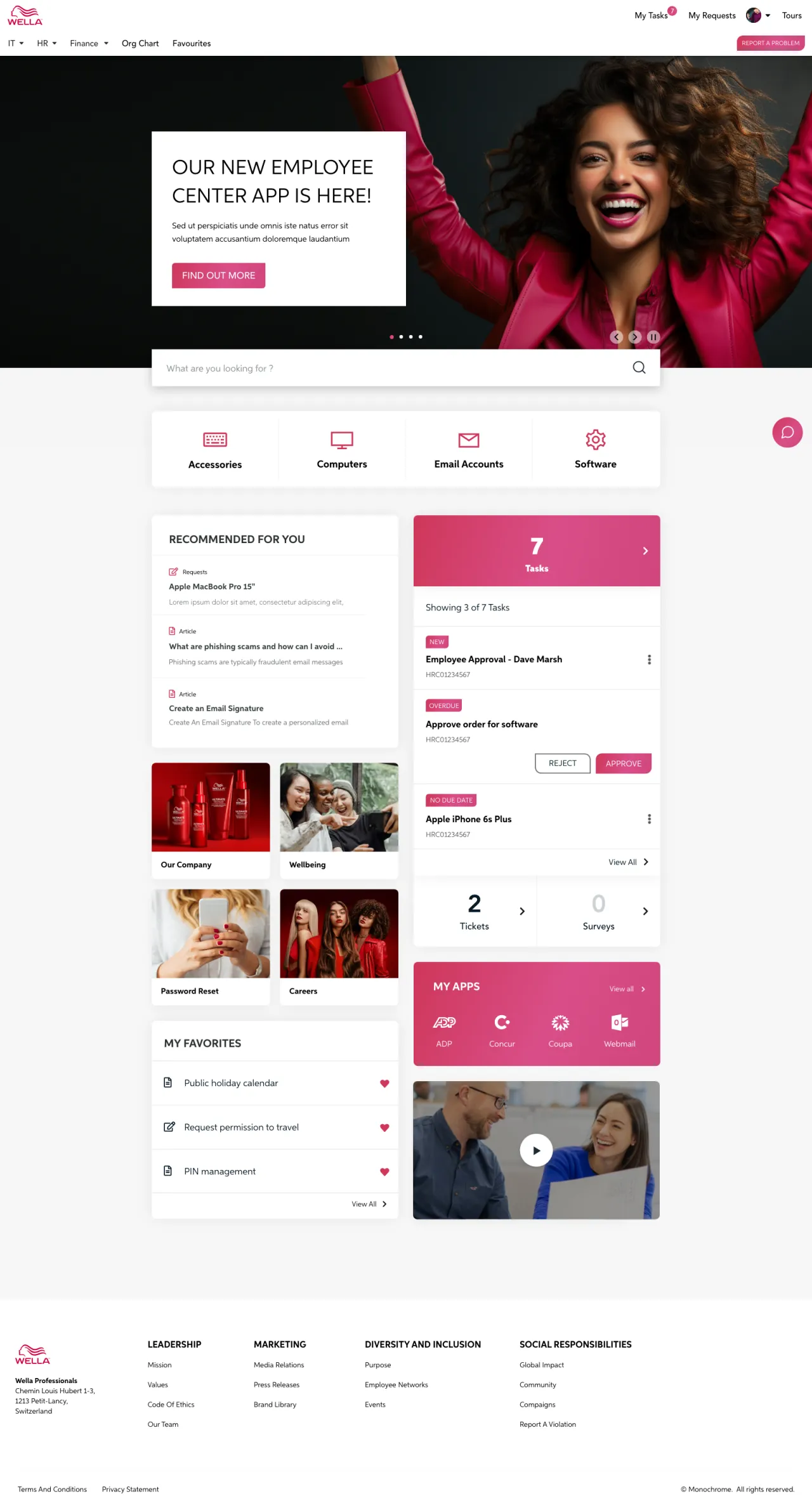 Wella Employee Center Design by Monochrome