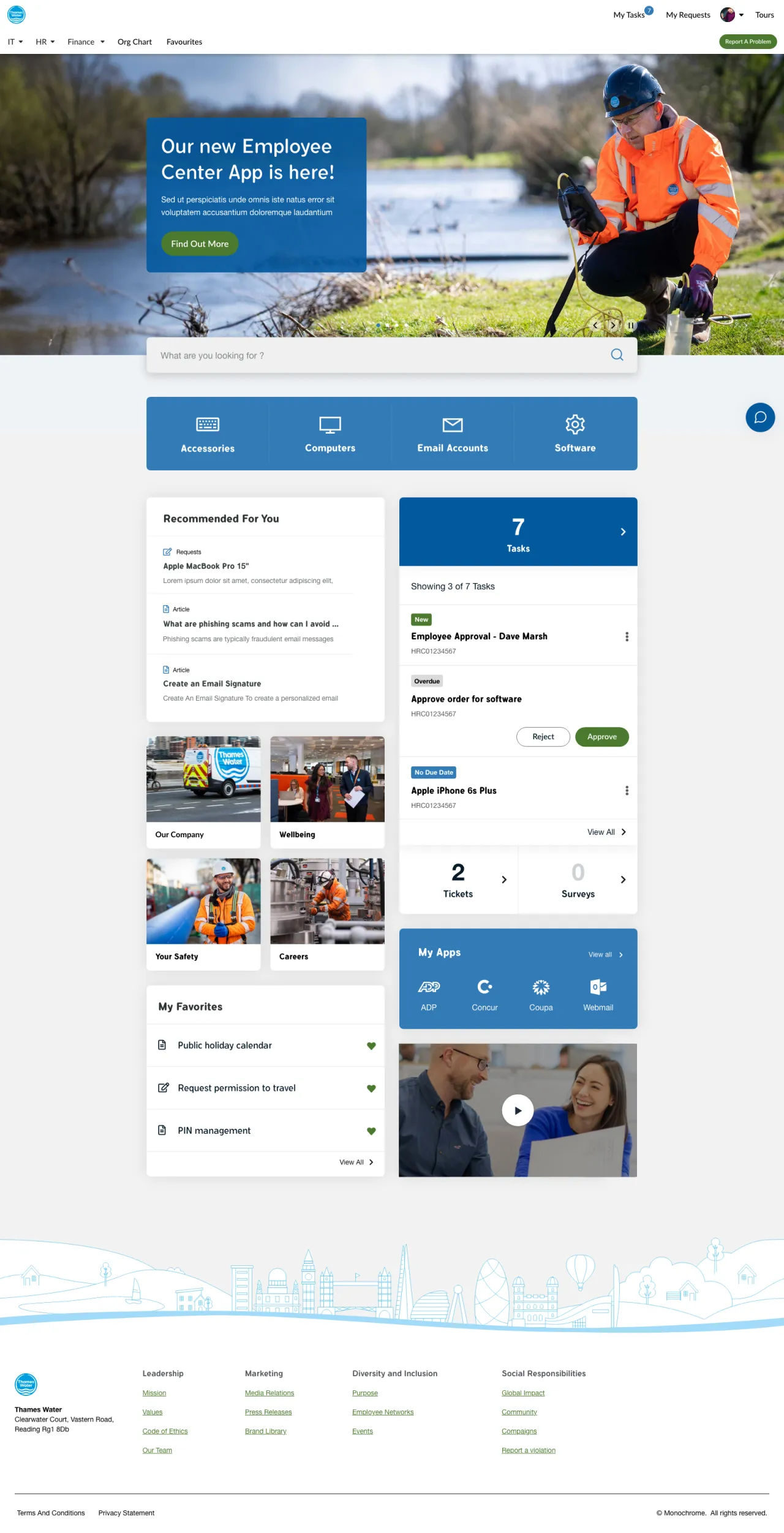 ServiceNow Employee Center Concept for Thames Water