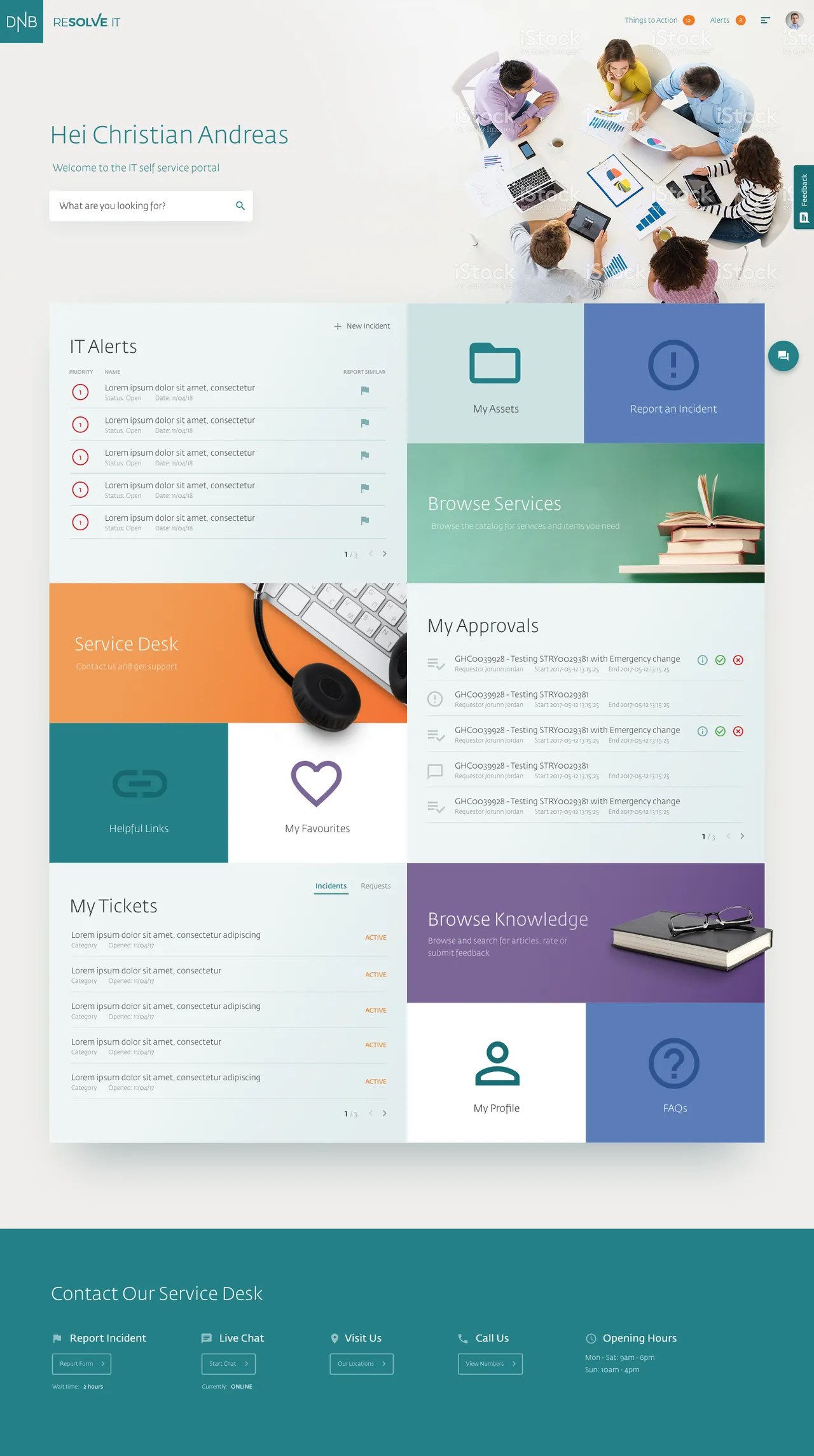 DNB Resolve IT ServiceNow knowledge portal with self-service and incident reporting