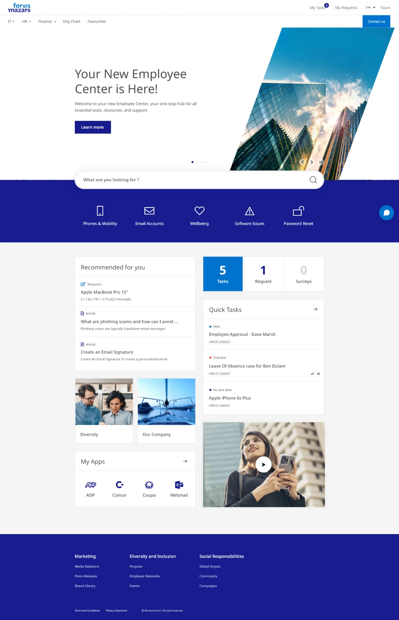 A Unified ServiceNow Employee Center Pro for Forvis Mazars