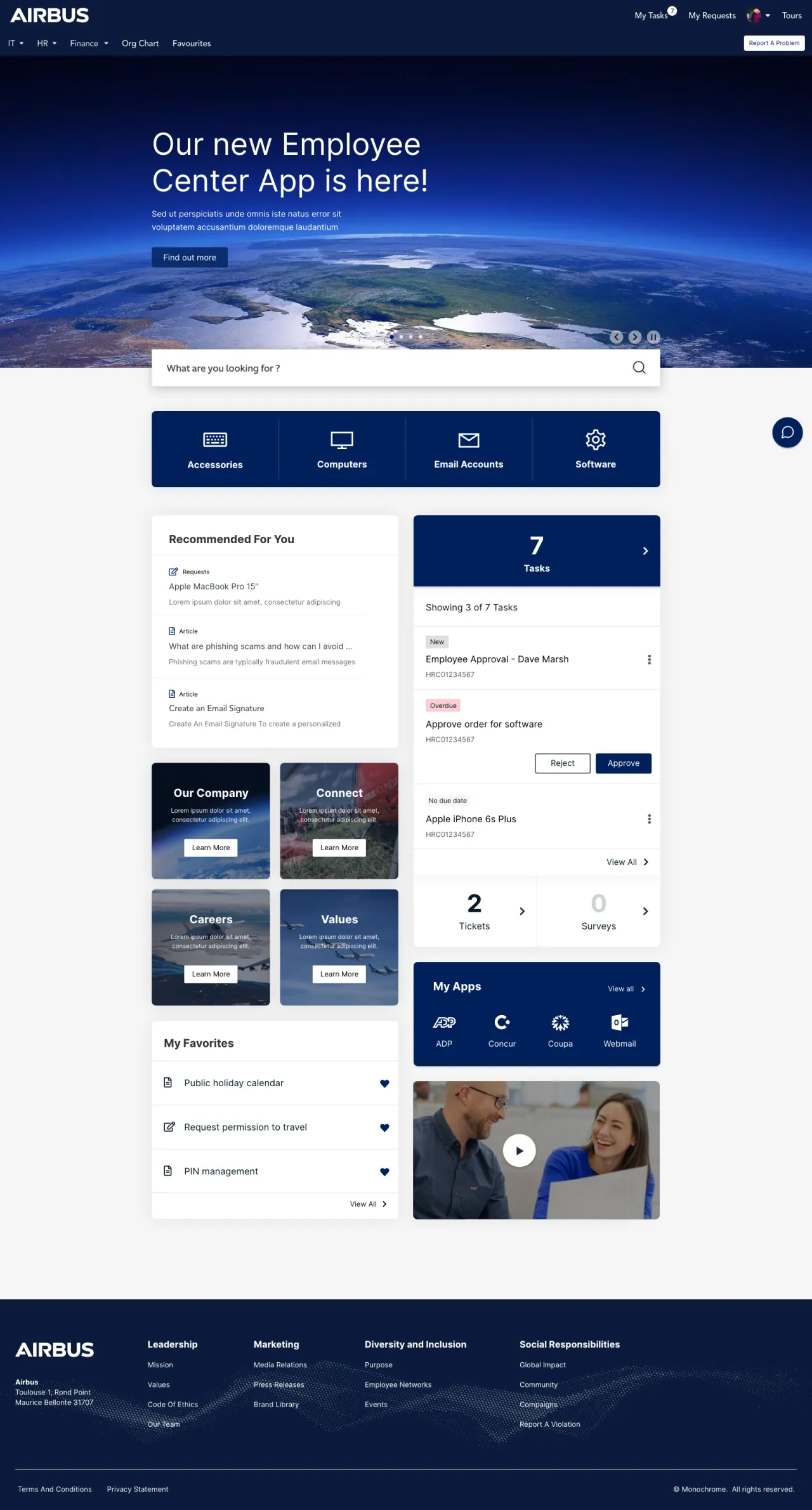 ServiceNow Employee Center Concept for Airbus