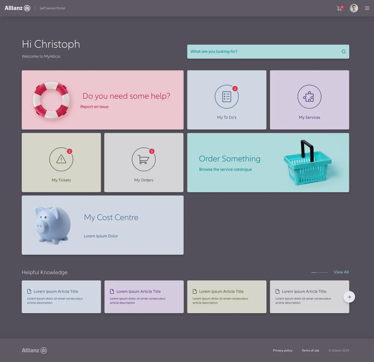 Allianz WOW! Portal interface