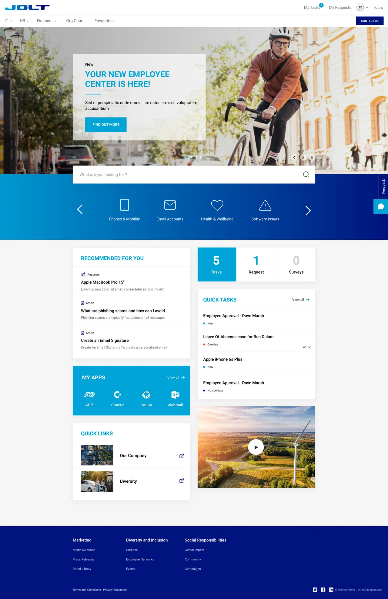 ServiceNow Employee Center Concept for Jolt