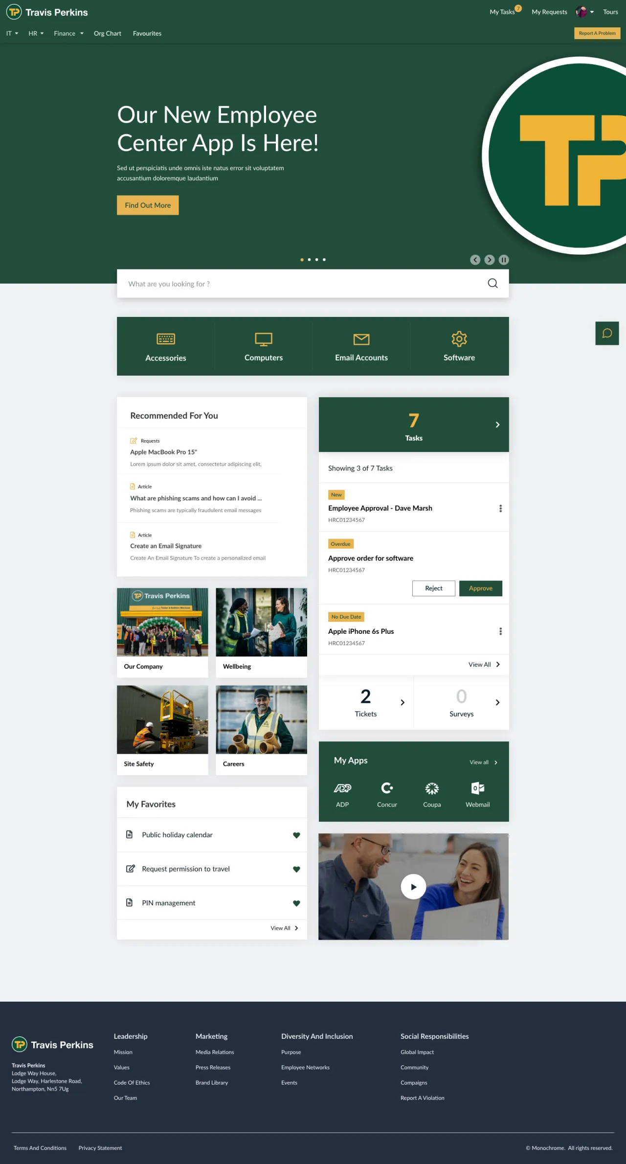 ServiceNow Employee Center Concept for Travis Perkins