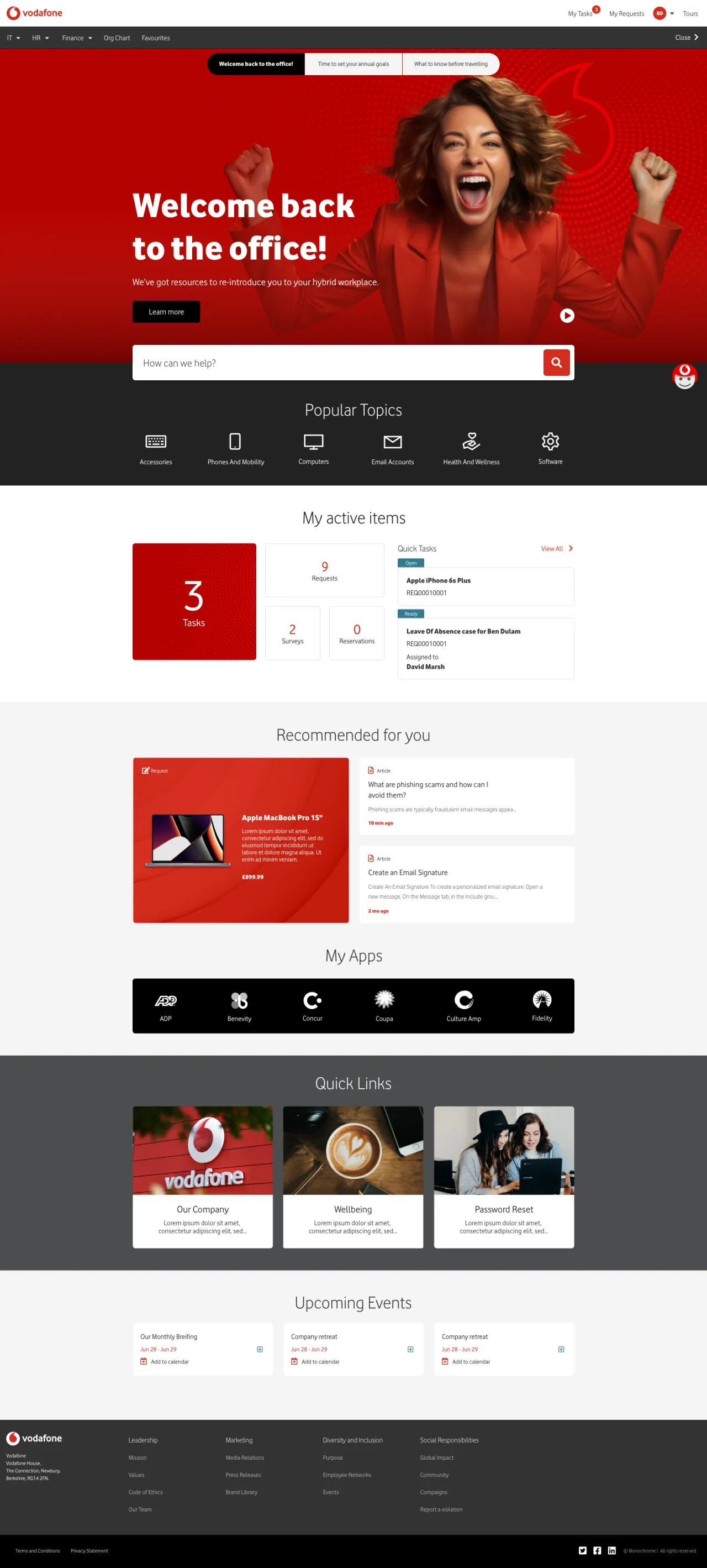 A ServiceNow Employee Center Concept for Vodafone