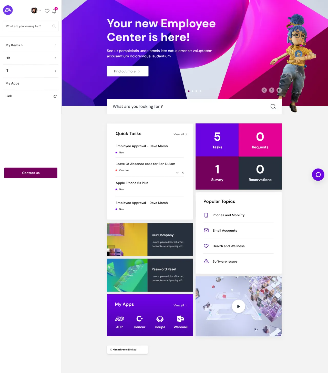 IT Service Portal Home Page 