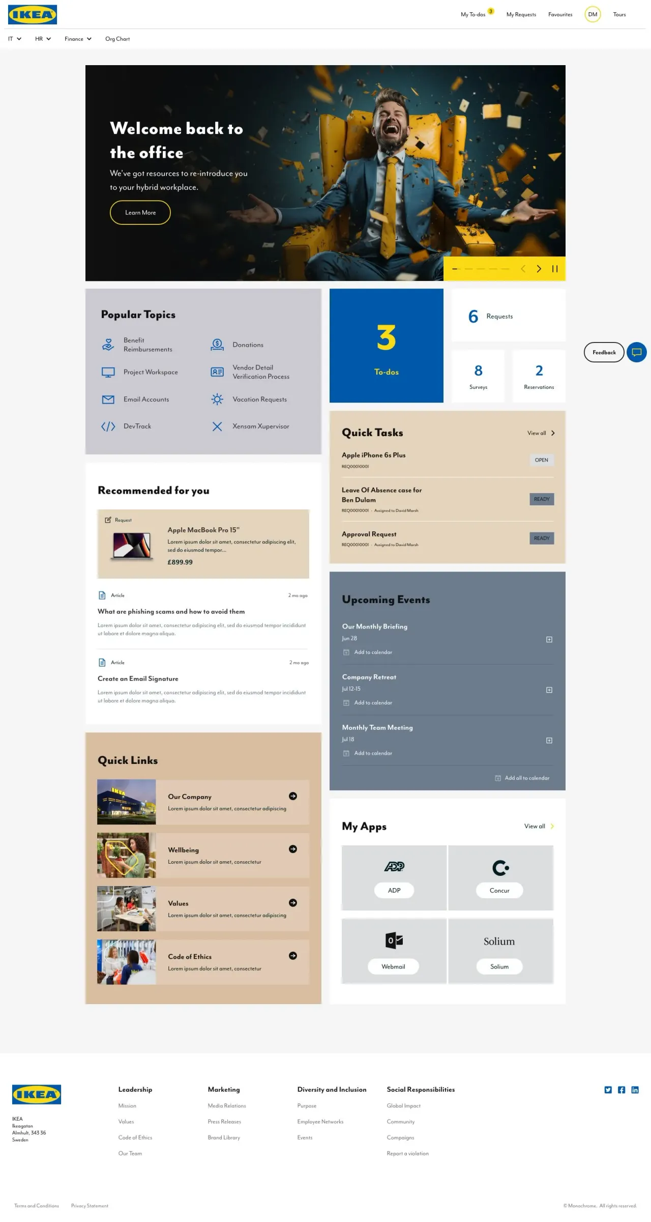 IKEA ServiceNow Employee Center by Monochrome