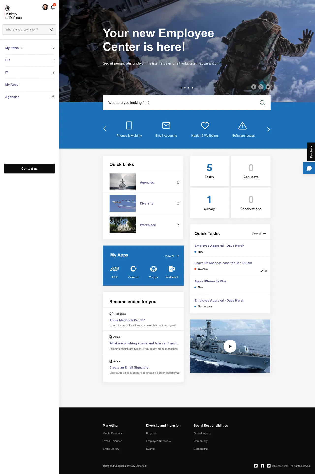 ServiceNow Employee Center Concept for MOD