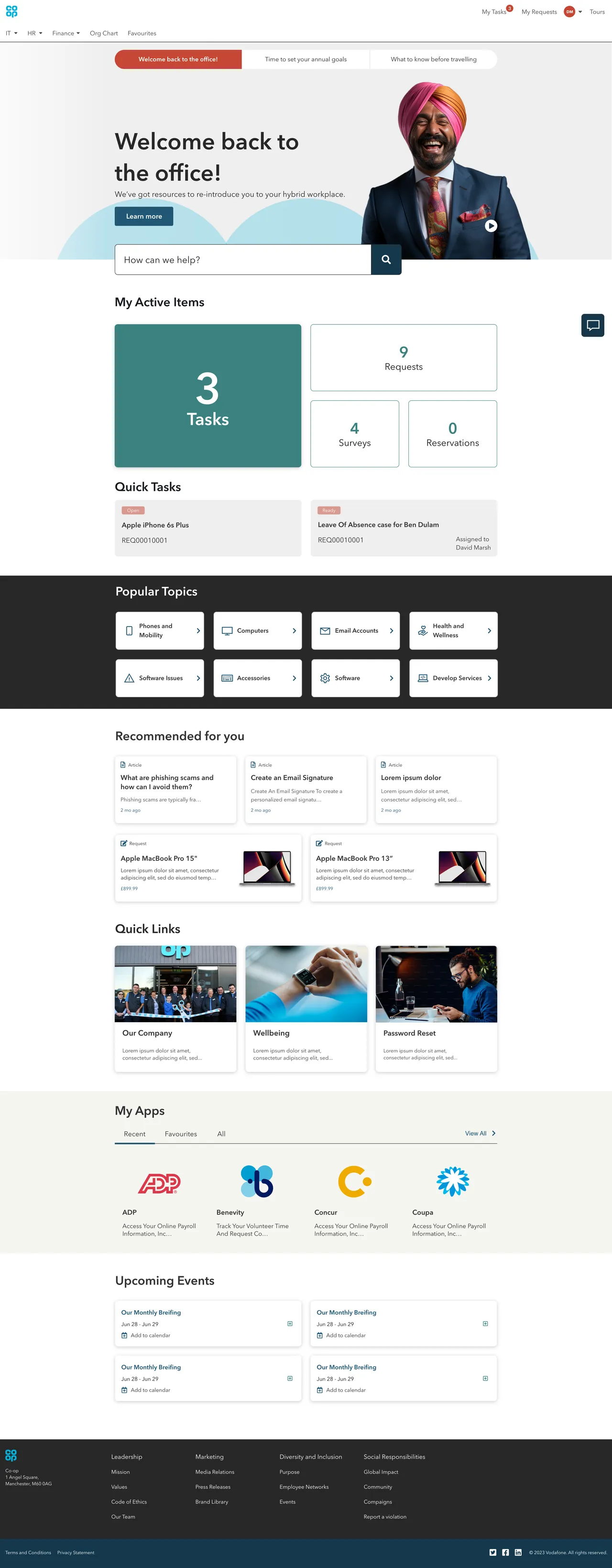 CO-OP's user-friendly ServiceNow Employee Center Concept