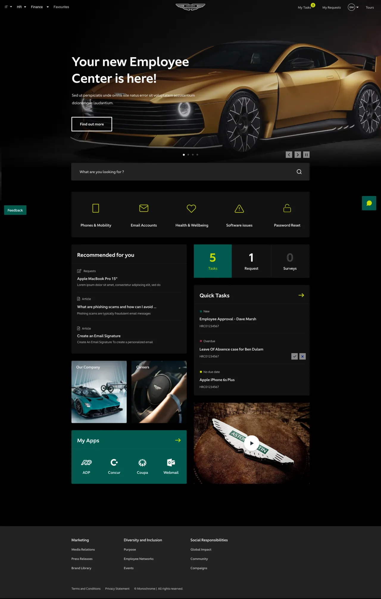 Aston Martin Employee Center Concept by Monochrome