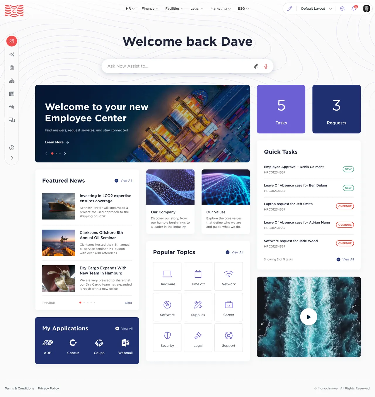 Employee Center example, Clarksons | by Monochrome