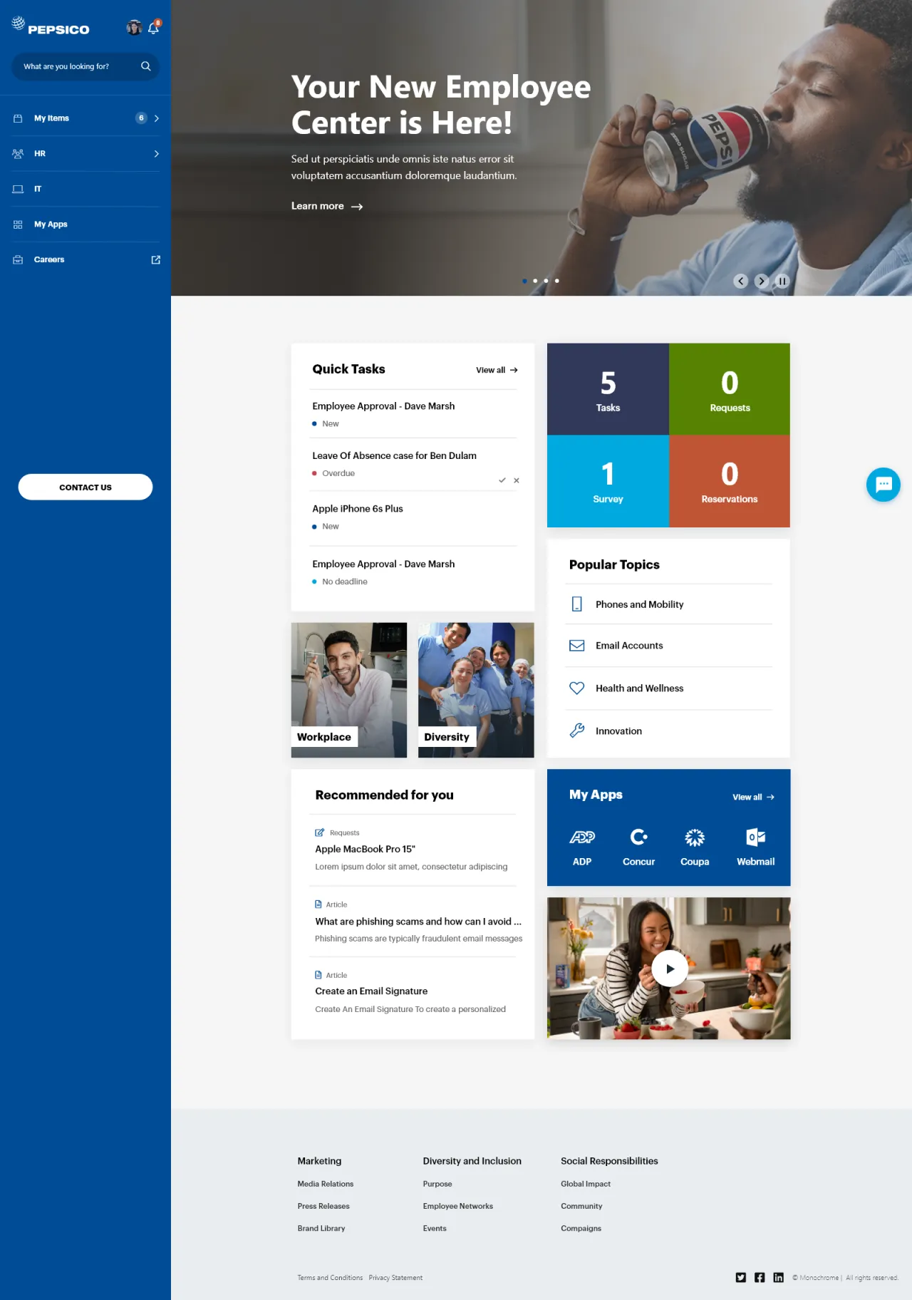 ServiceNow Employee Center Concept for PepsiCo