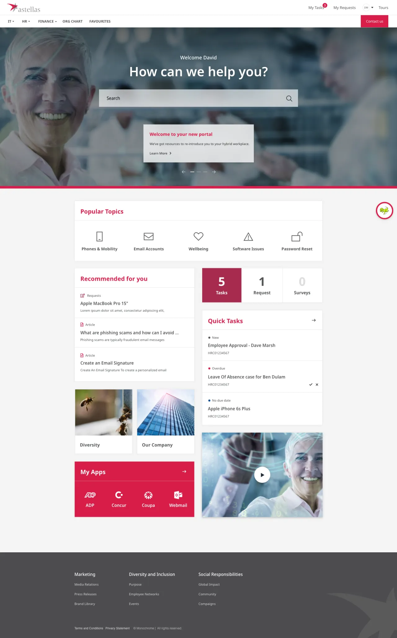 ServiceNow Employee Center Concept for Astellas