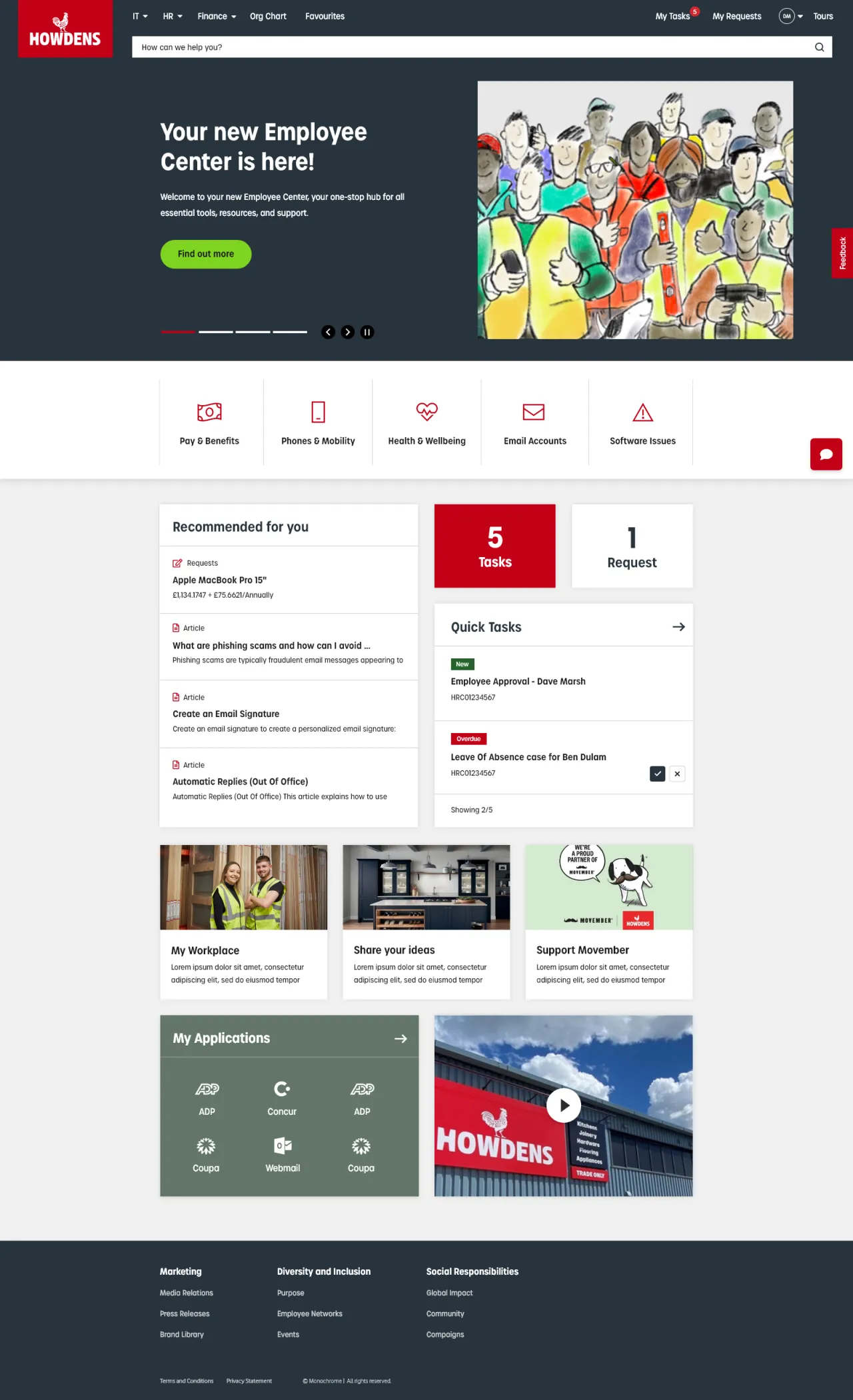 Howdens Employee Center UX Design by Monochrome