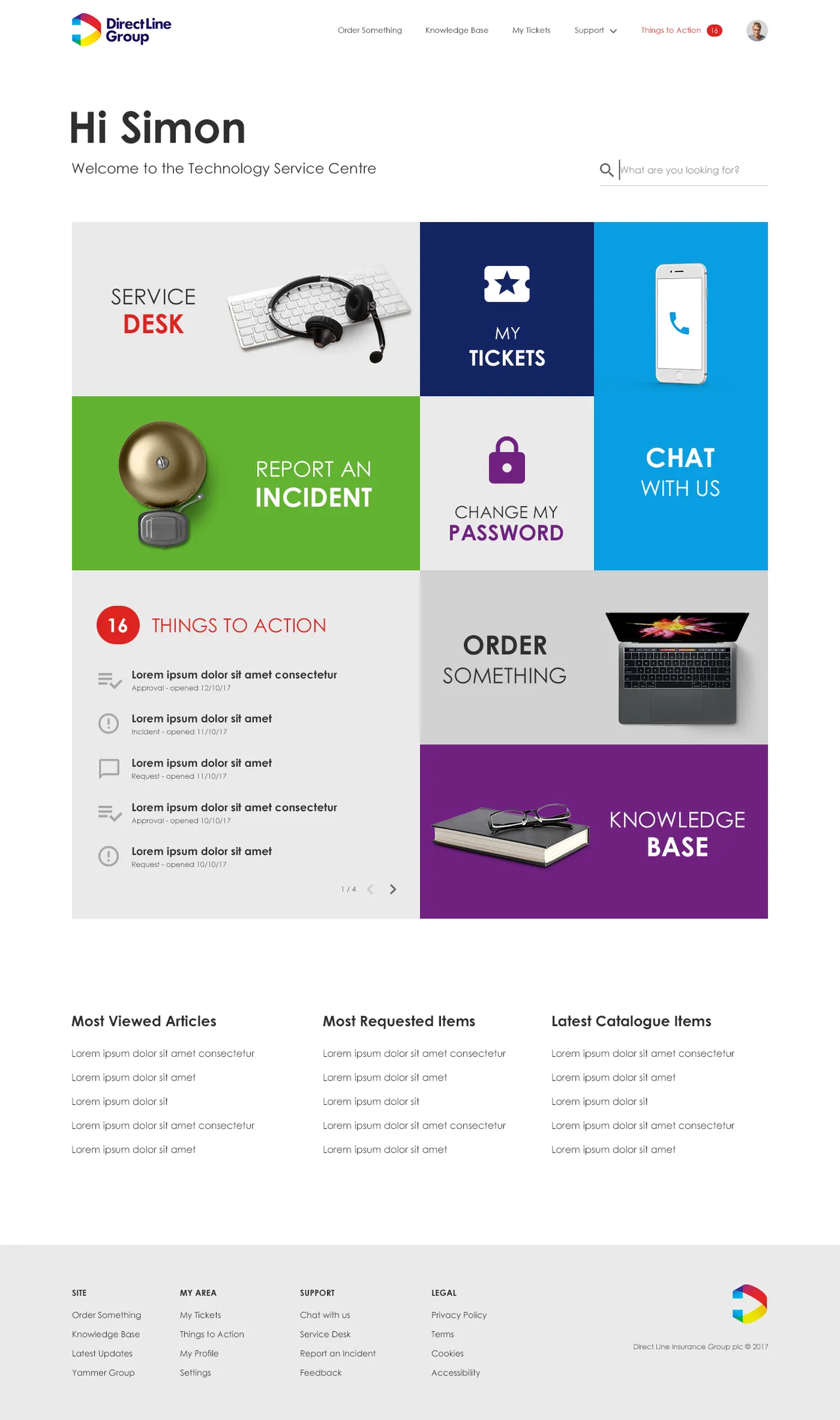 Direct Line Group WOW! Portal Home Page