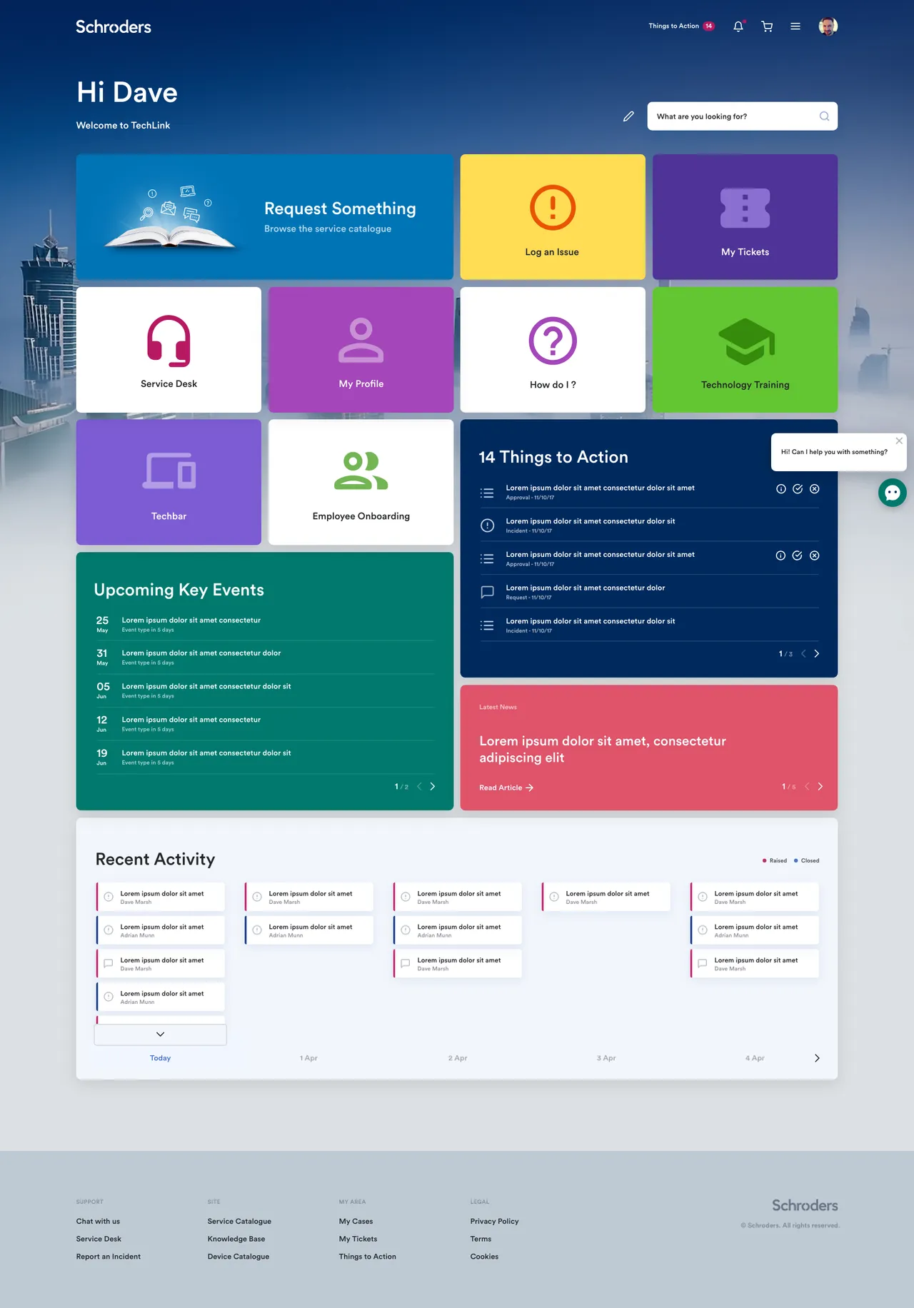 Schroders Service Portal with secure client tools, knowledge, and service requests