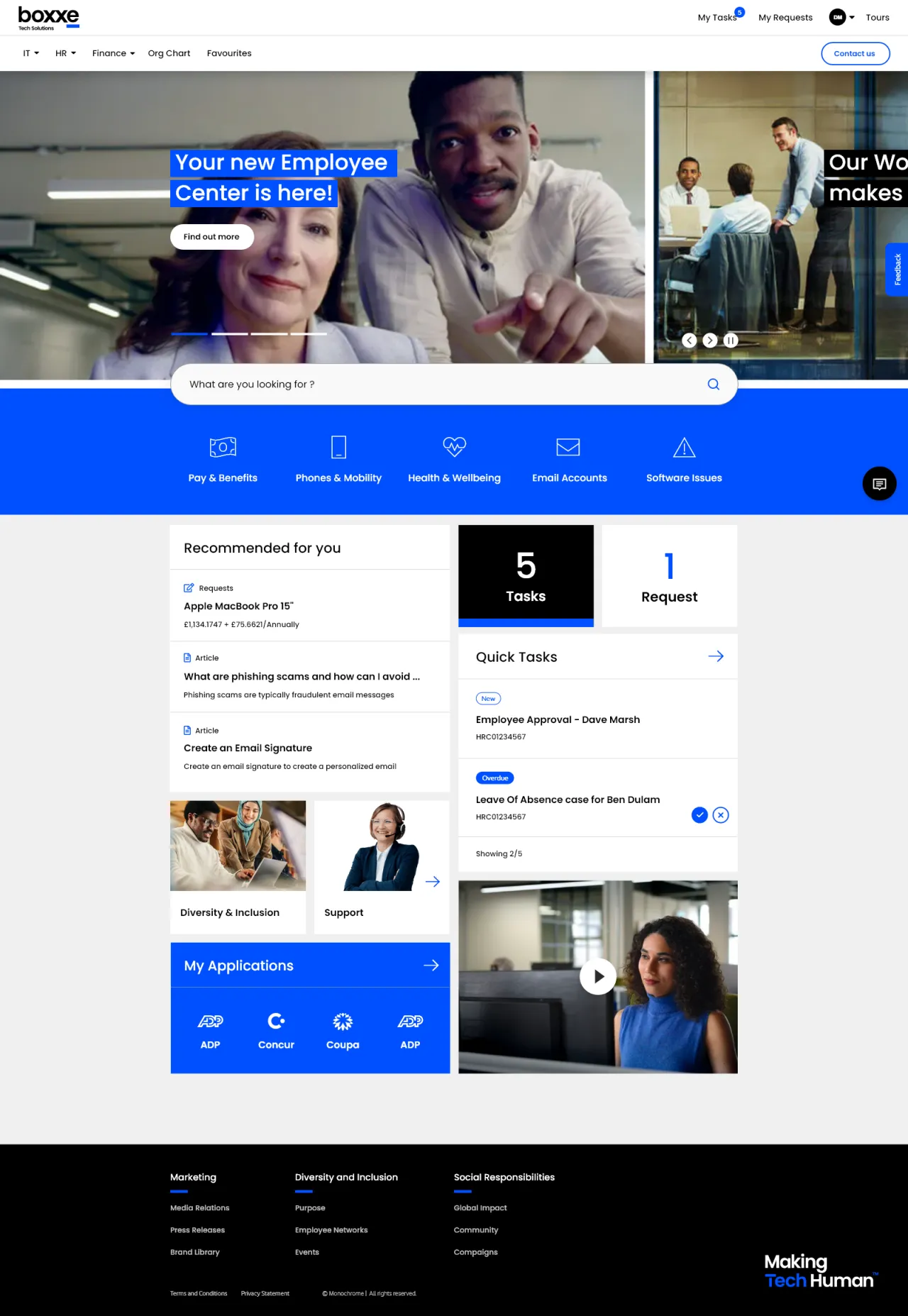 A Unfied ServiceNow Employee Center Concept for Boxxe