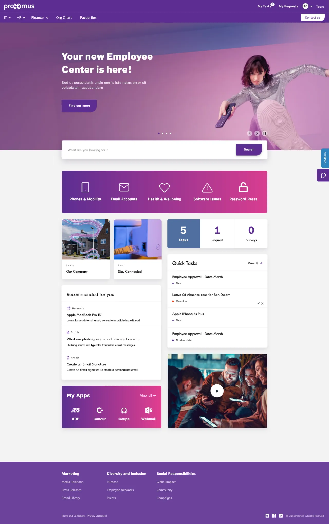 ServiceNow Employee Center Concept for Proximus