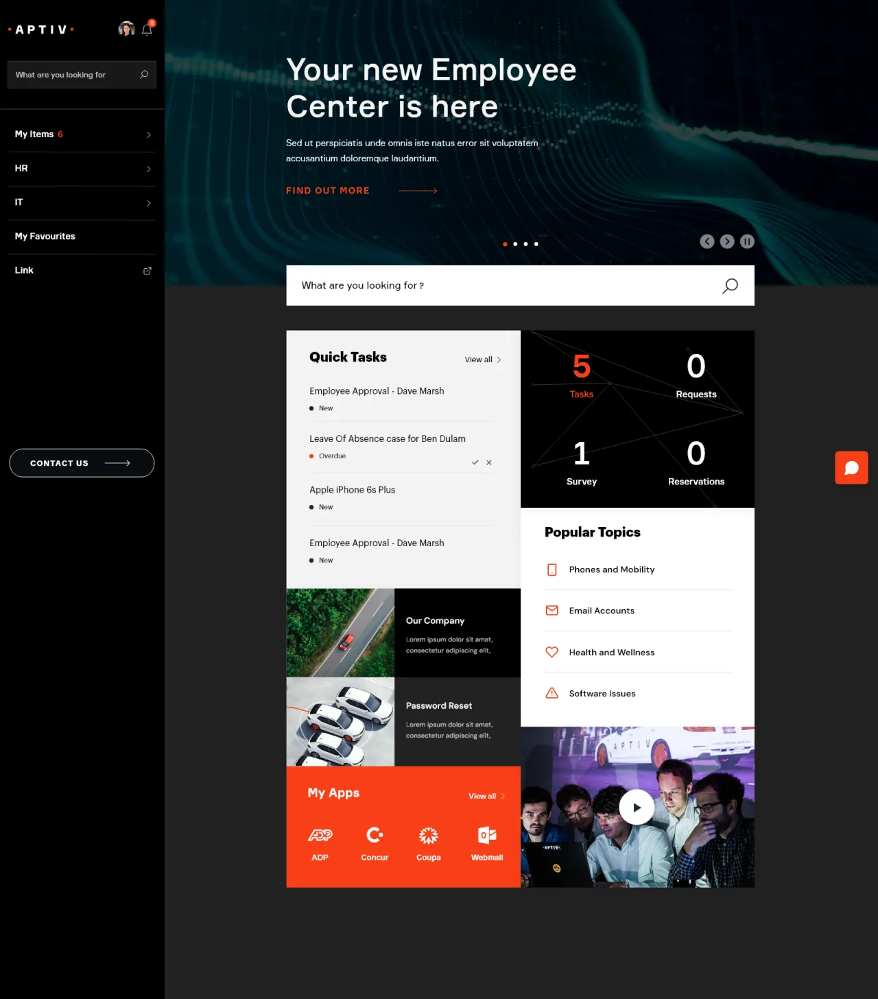 ServiceNow Employee Center Concept for Aptiv
