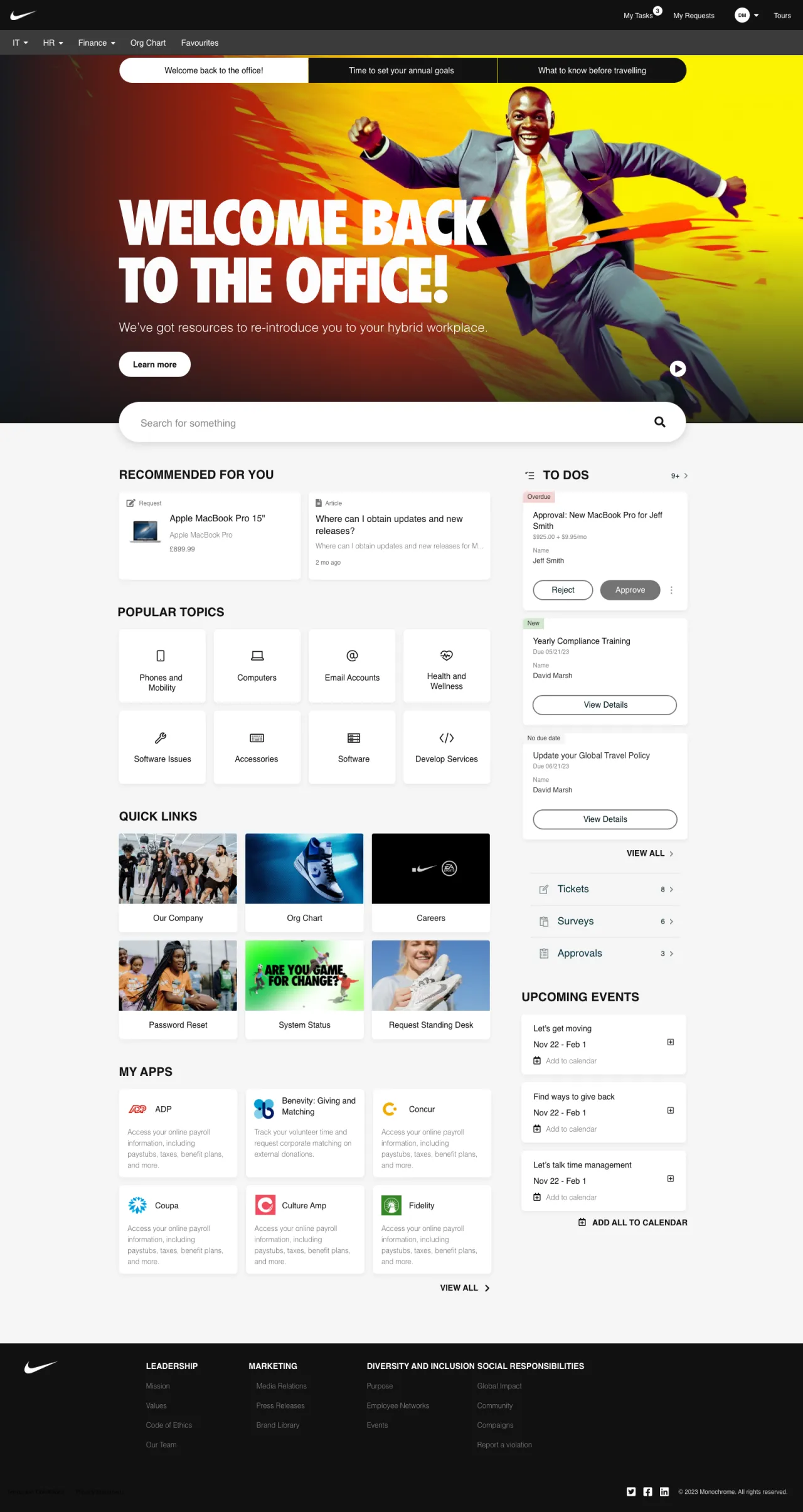 ServiceNow Employee Center Concept for Nike