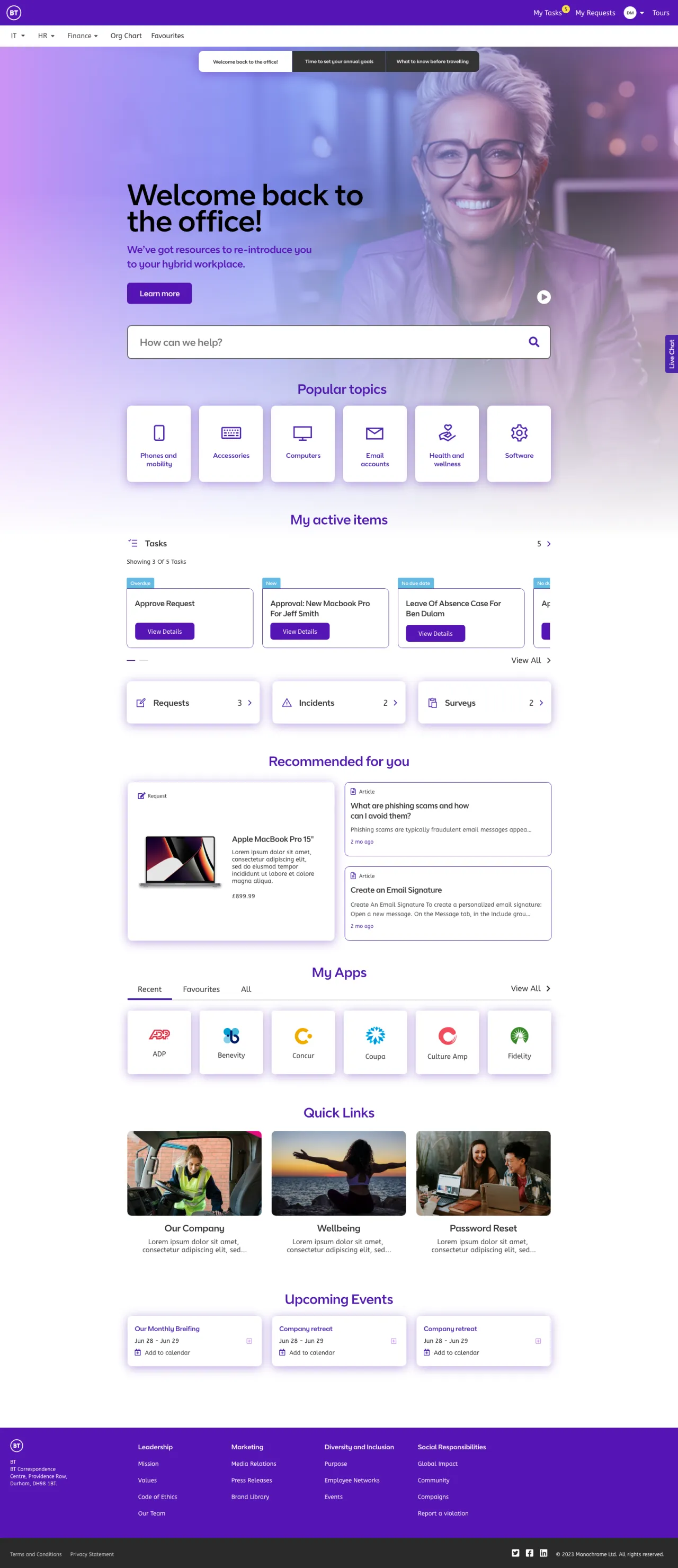 ServiceNow Employee Center Concept for BT