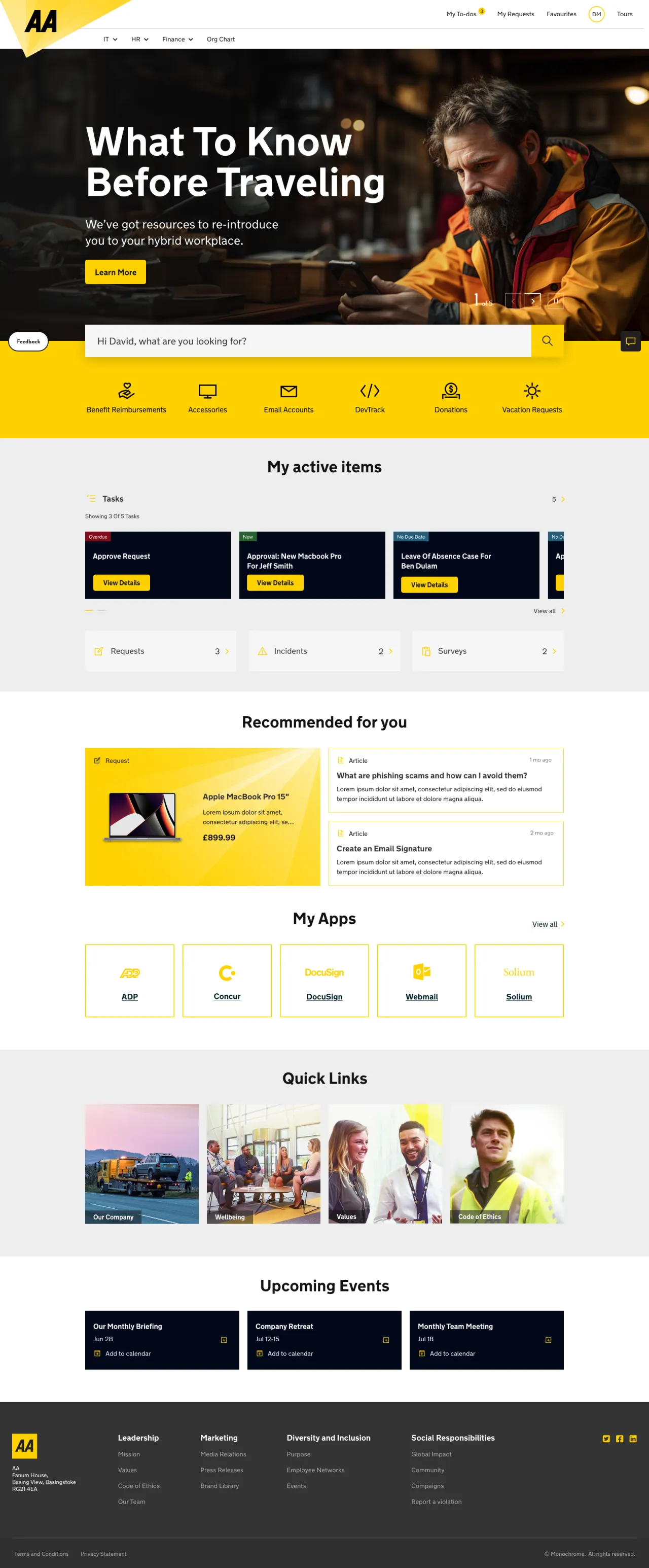 ServiceNow Employee Center Concept for The AA