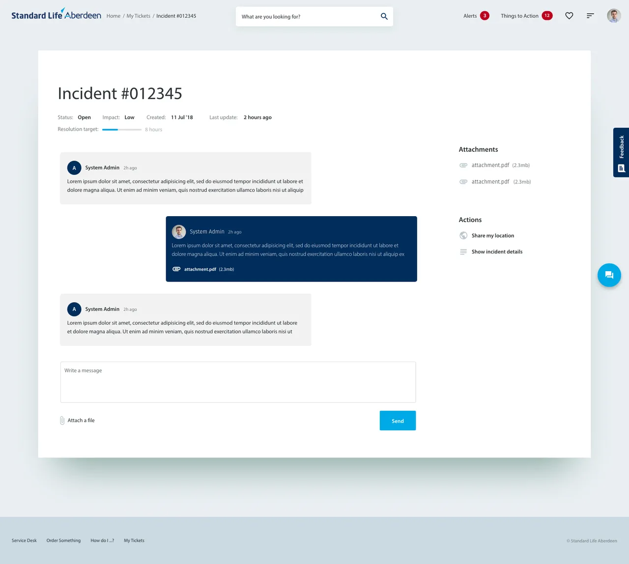 Incident page