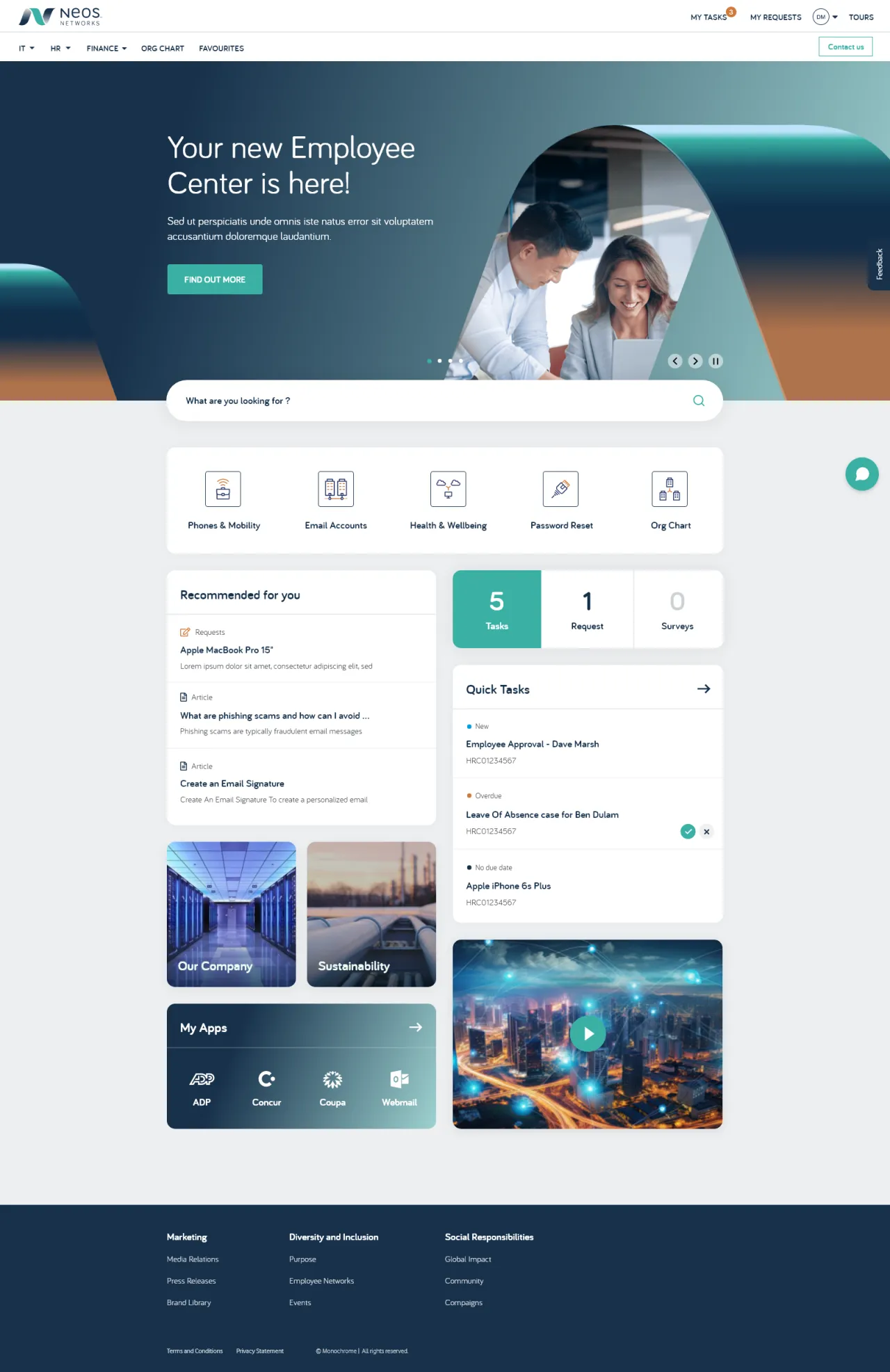 NEOS Network Employee Center Concept by Monochrome
