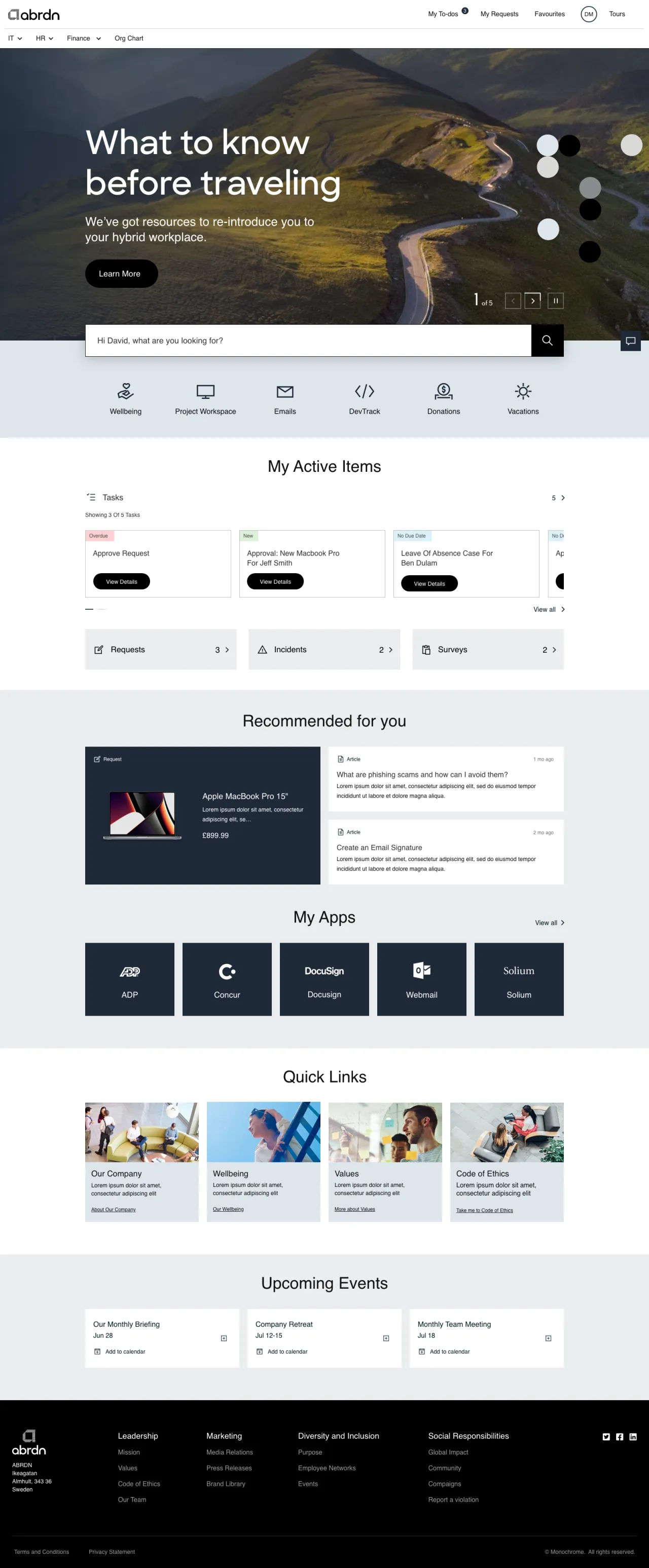 ServiceNow Employee Center Concept Pro for Aberdeen