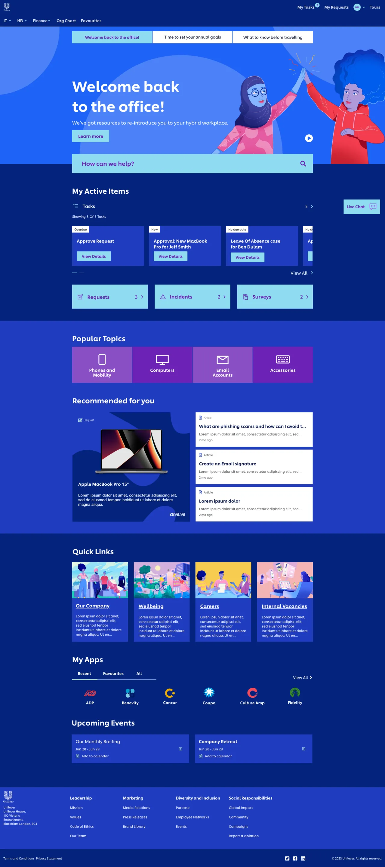 ServiceNow Employee Center Concept for Unilever