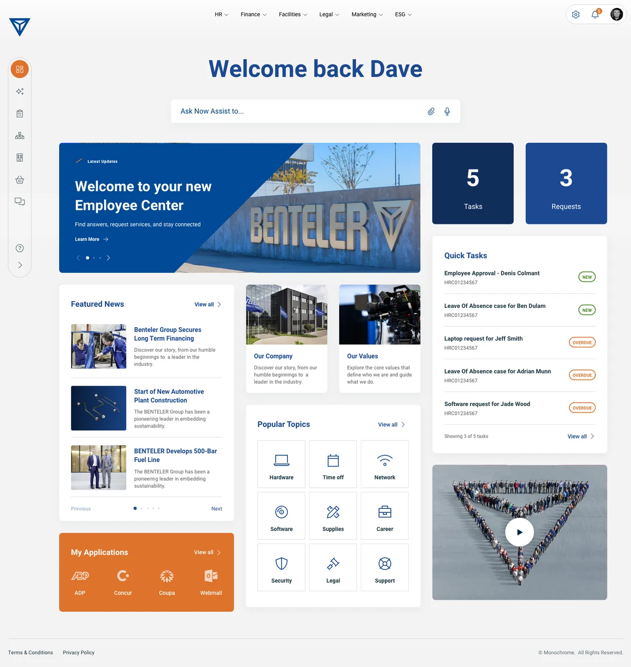 Employee Center example, Benteler | by Monochrome