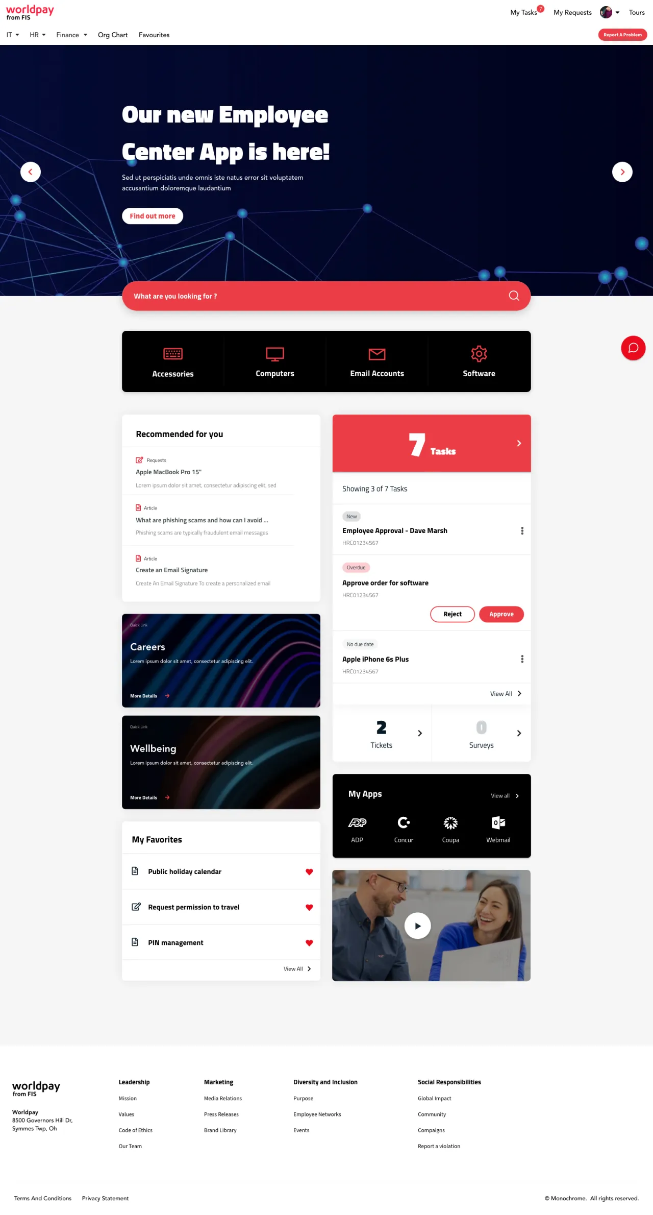 ServiceNow Employee Center Concept for Worldpay