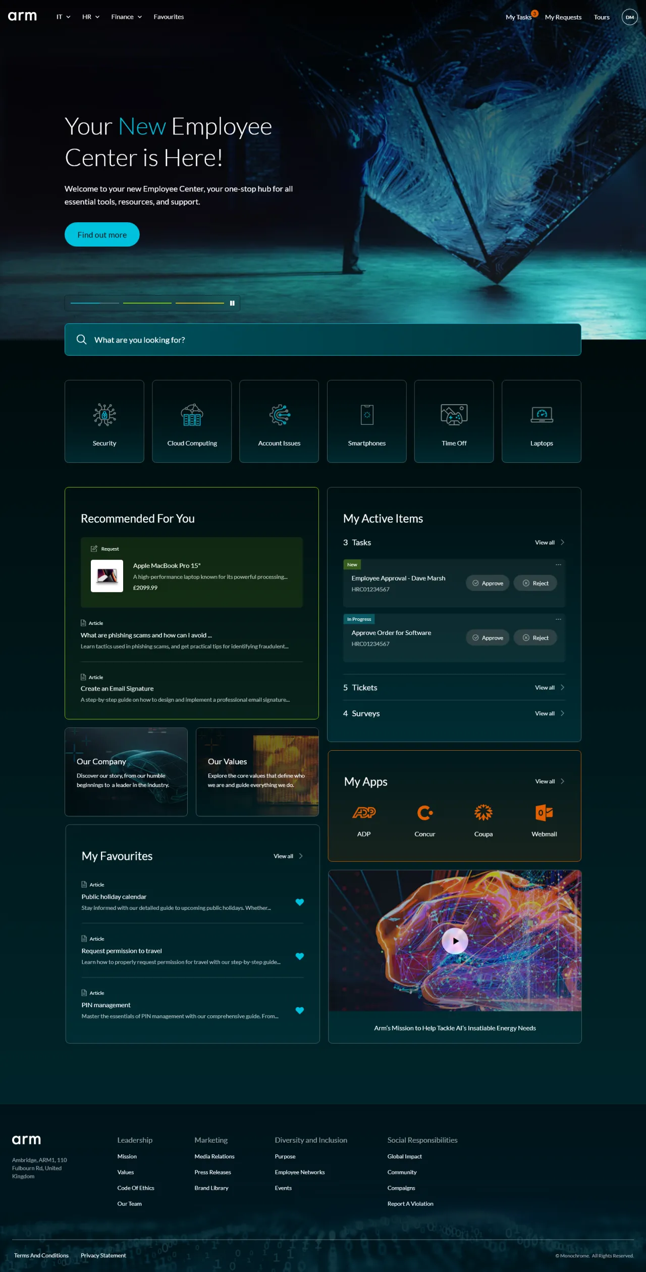 A ServiceNow Employee Center Concept for Arm