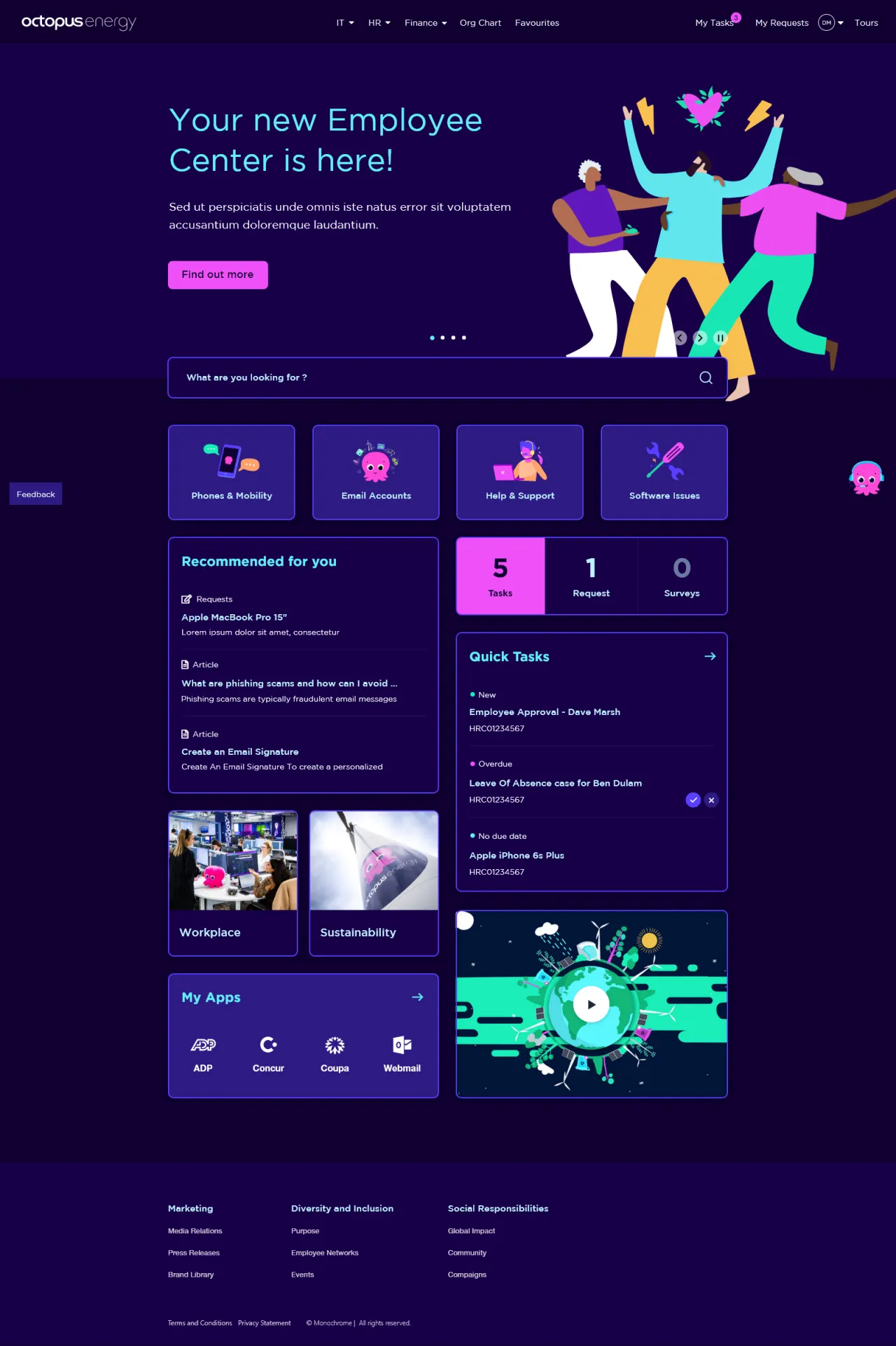 A ServiceNow Employee Center Concept for Octopus Energy