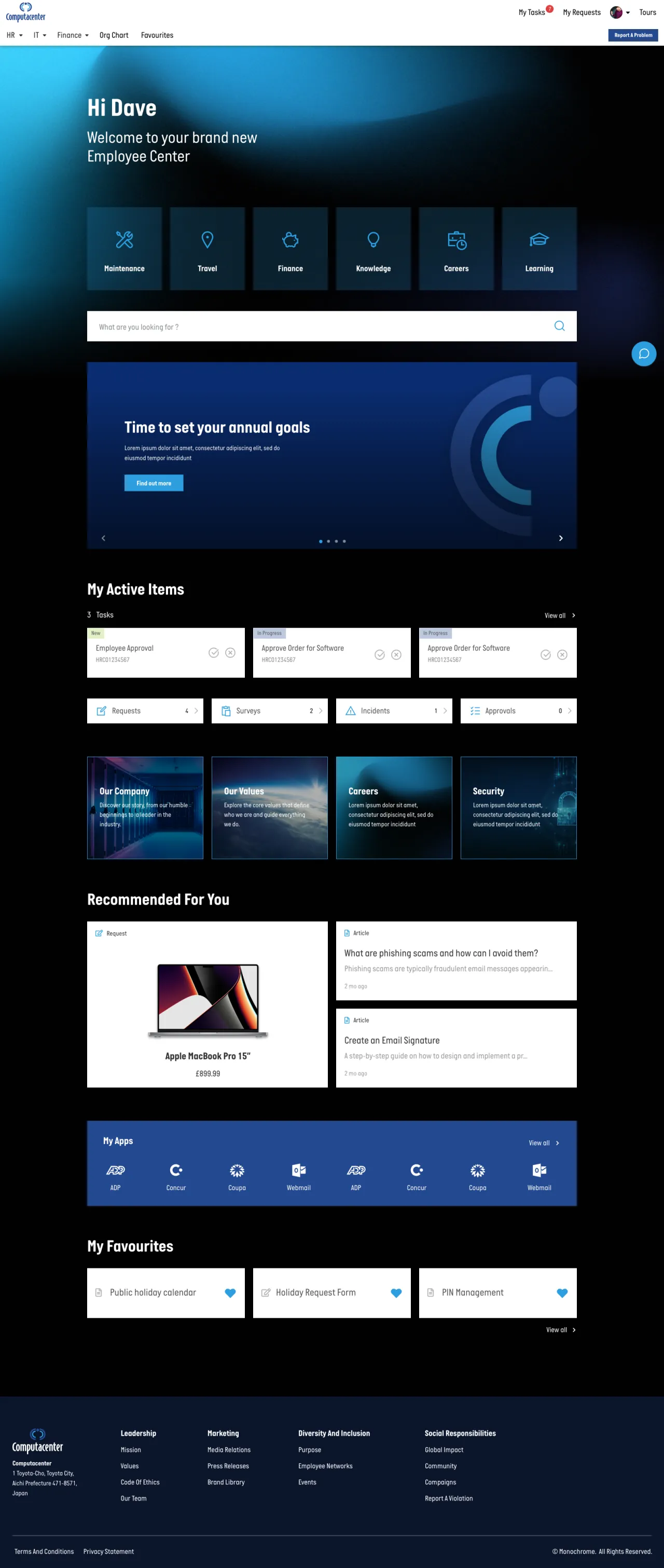 Computacenter Employee Center UX by Monochrome