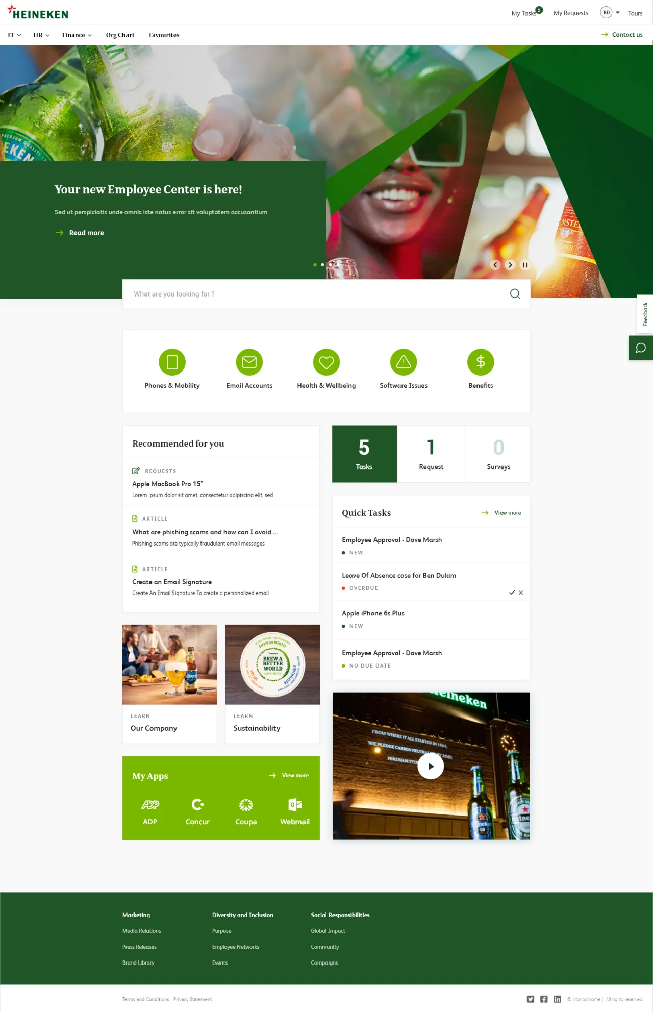 ServiceNow Employee Center Concept for Heineken