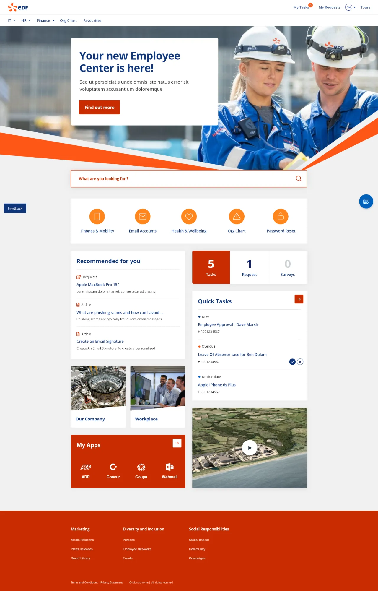 EDF Energy ServiceNow Employee Center Concept by Monochrome
