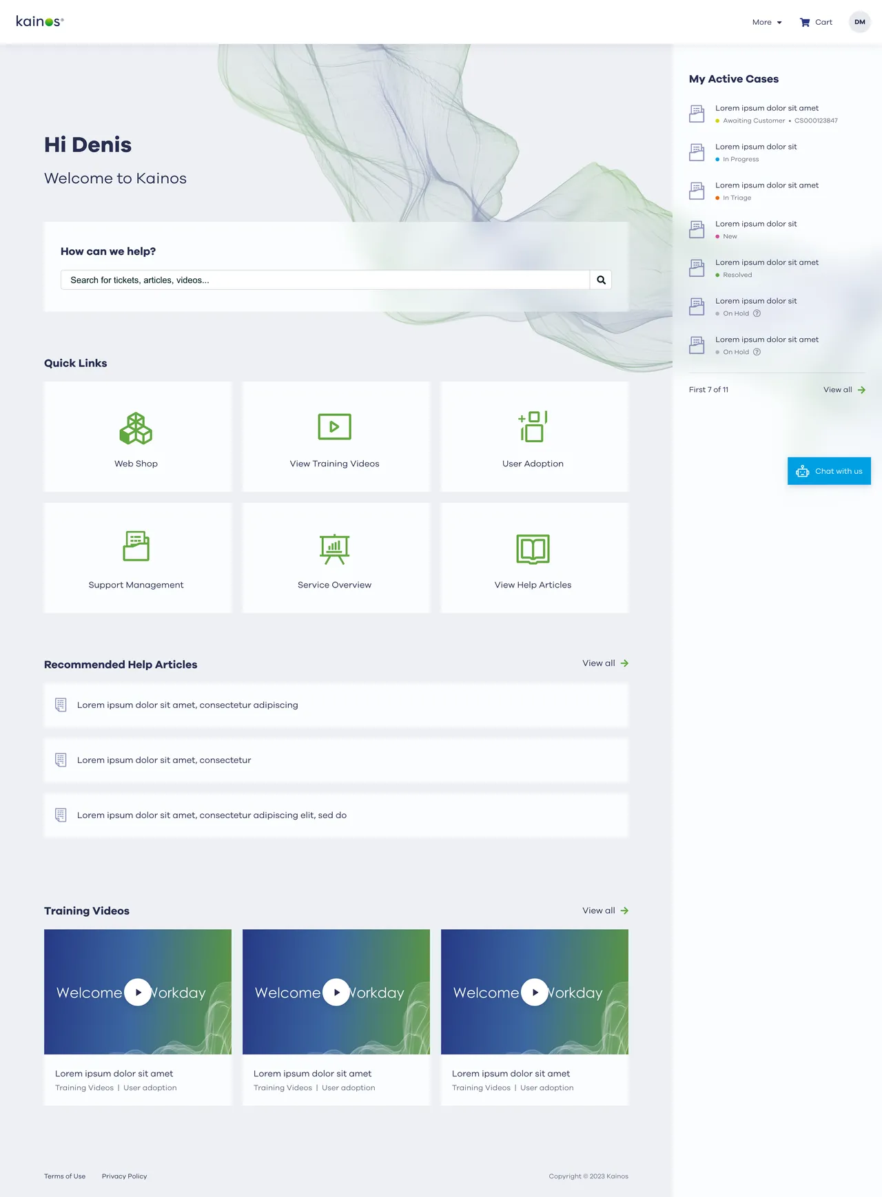 ServiceNow Customer Portal for Kainos redesigned by Monochrome