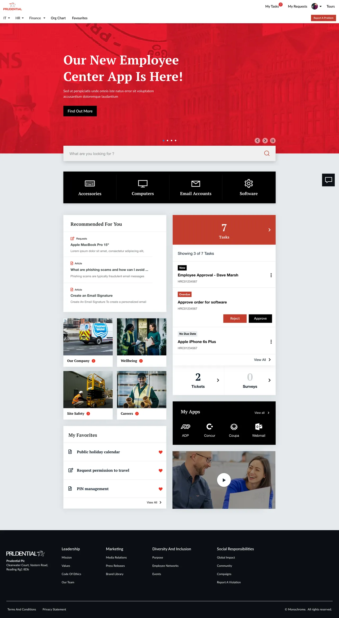 Prudential Plc's ServiceNow Employee Center Concept