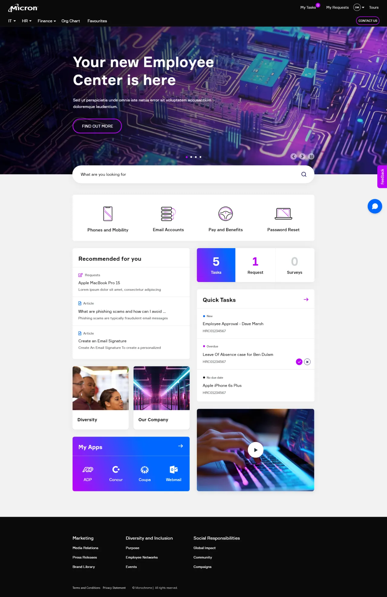 ServiceNow Employee Center Concept for Micron