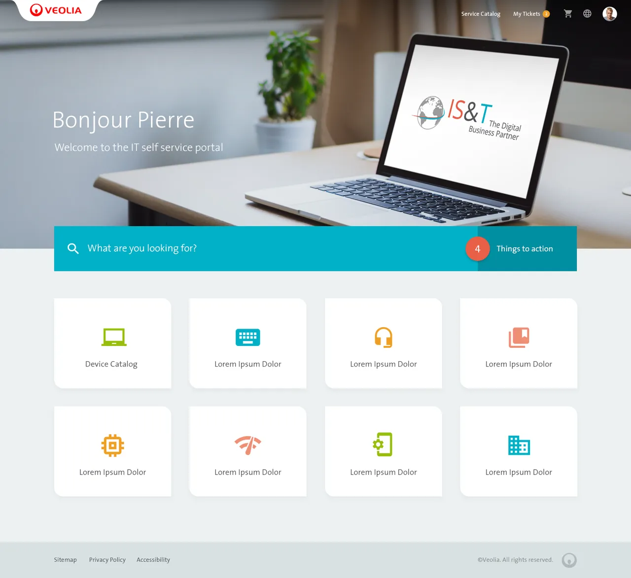 Veolia IT WOW! Portal with incident logging, IT service requests, and knowledge base access