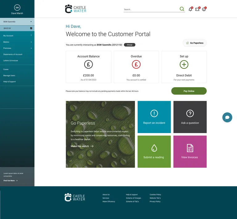 Castle Water - Customer Portal