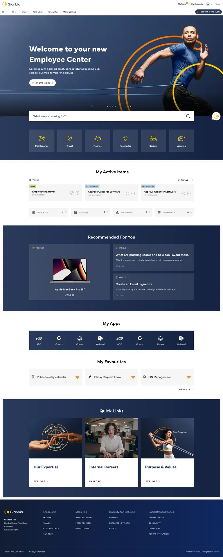 Glanbia - ServiceNow Employee Center Pro Concept