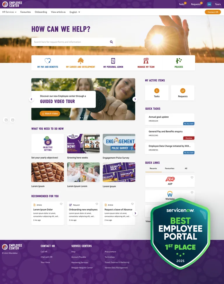 Mondelēz International - Award Winning HR Employee Center