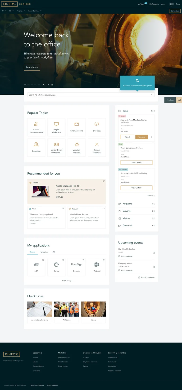 Kinross - Unified Employee Center Pro